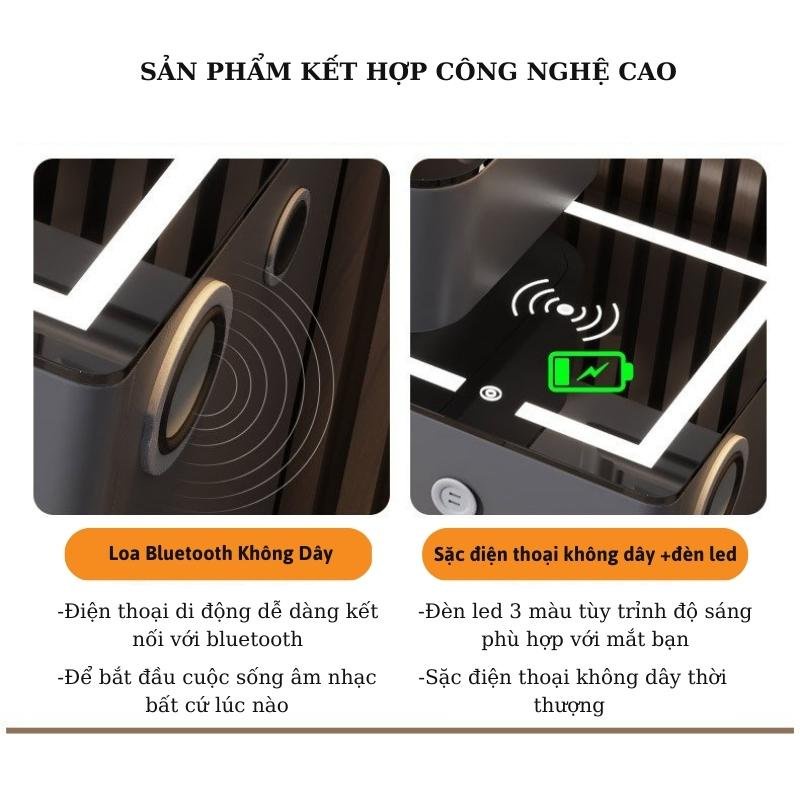 Bàn trang điểm LUXURY kèm gương đèn Led cảm ứng hiện đại, bàn phấn có tủ và ngăn kéo, kèm loa bluetooth sặc không dây