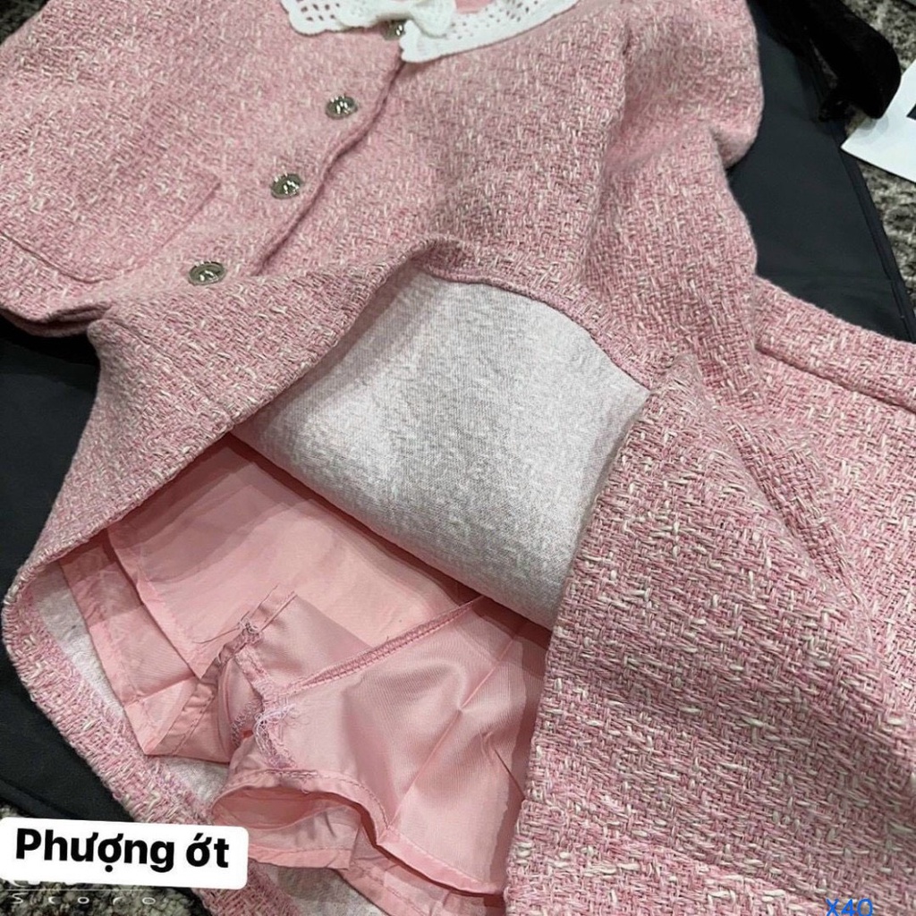 Sét Váy Dạ Cao Cấp SD65 Kèm Áo Khoác Và Chân Váy Kiểu Dáng Xinh Sắn Tiểu Thư Bánh Bèo - Set Váy Thời Trang Đang Hot