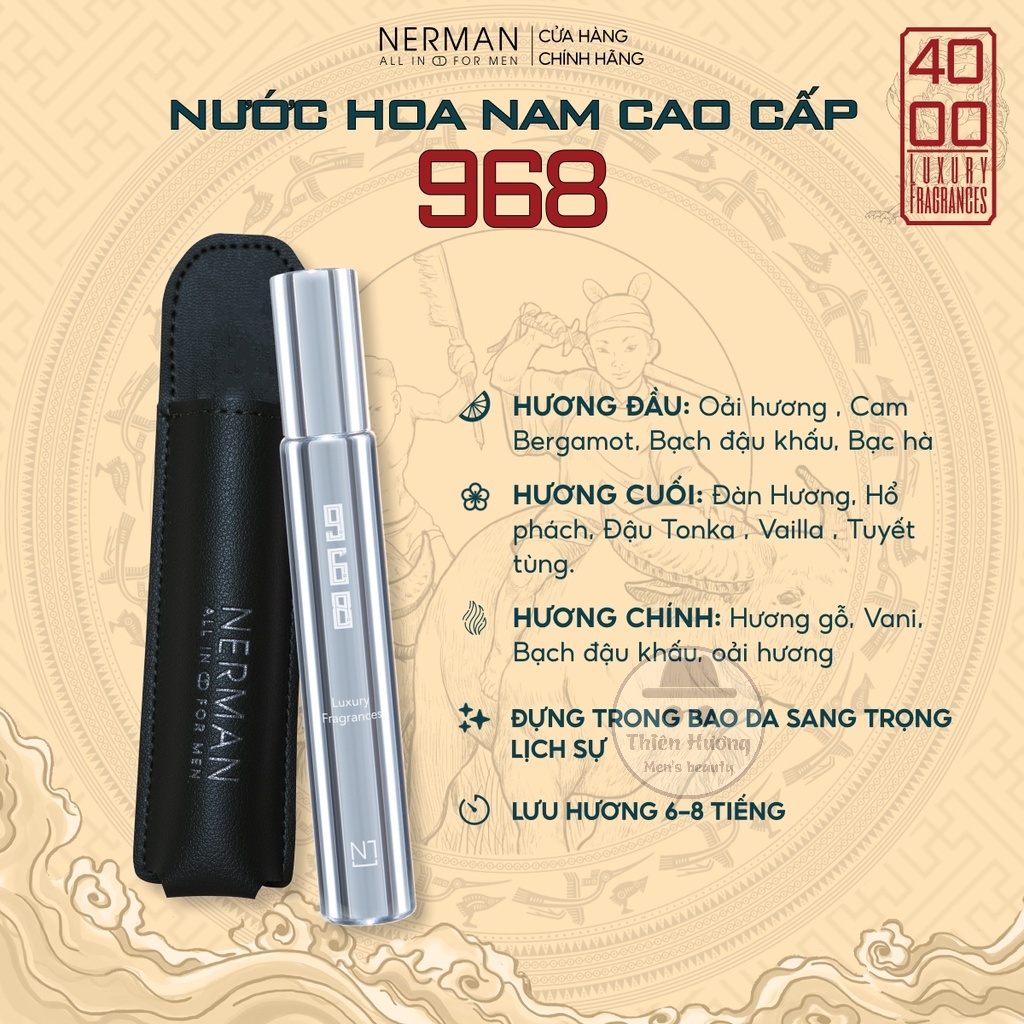 Nước Hoa Nam Chính Hãng Nerman 4000 - Bộ 3 Chai Nước Hoa Nerman Hương Thơm Nam Tính Mạnh Mẽ Lưu Hương Cực Lâu