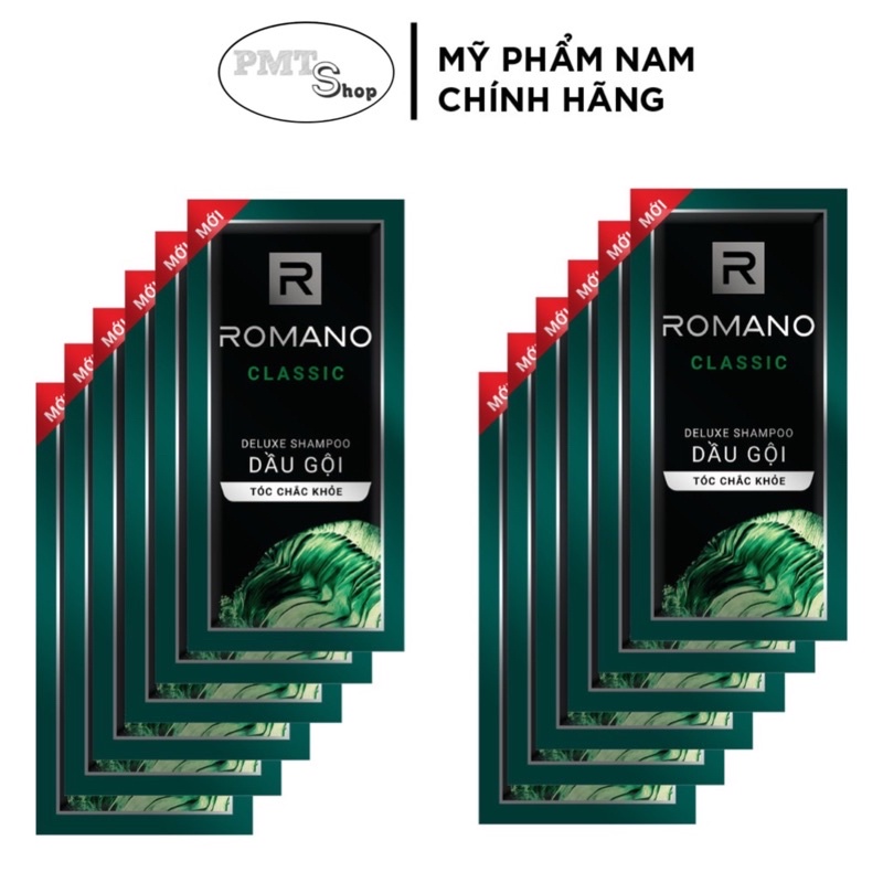 Dây 12 gói Dầu gội Romano 5g hương nước hoa cao cấp Classic 5in1 Attitude Force VIP Gentleman