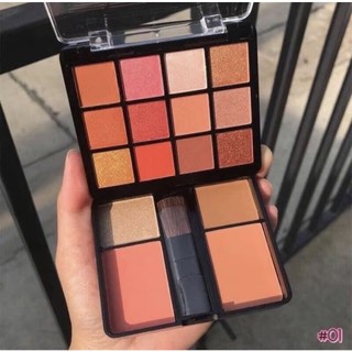No.01 hồng set trang điểm 16 ô - phấn mắt + má + tạo khối sivanna thái lan hello perfect kèm cọ và gương