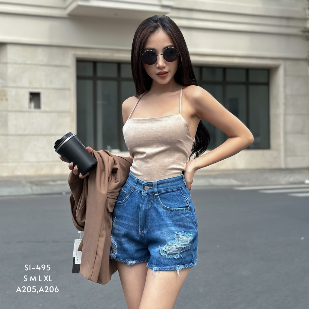 Quần short jean nữ rách TiQi Jeans S1-495