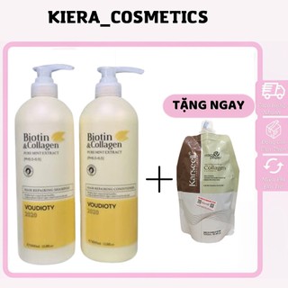 Cặp dầu gội xả biotin collagen vàng | phục hồi kích thích mọc tóc 1000ml chính hãng tặng ủ karseell