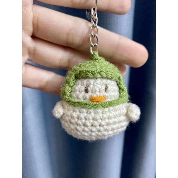 Móc khoá vịt đội mũ bảo hiểm handmade