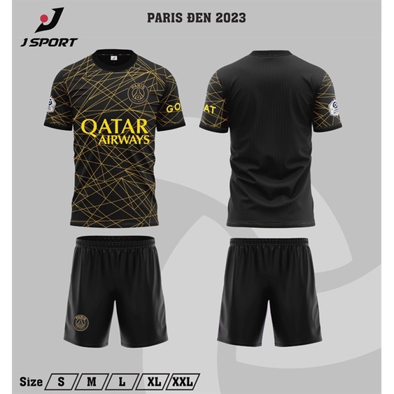 Bộ quần áo bóng đá PSG đen sân khách JP2023 (mẫu th4)