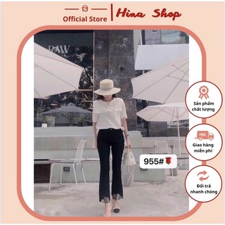 Quần Skinny Ống Loe gấu phối ren