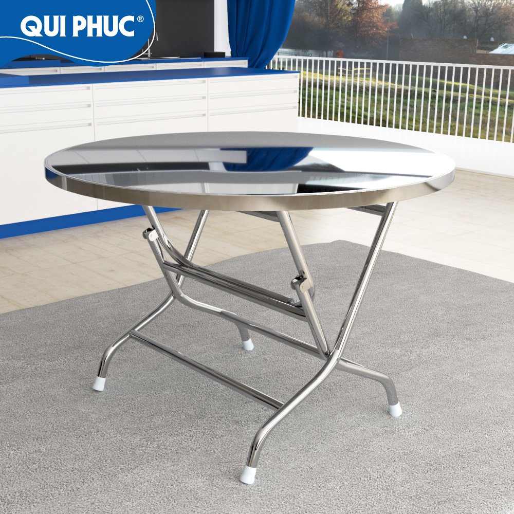 Bàn Tròn 1m2 Inox DELI Hàng Cao Cấp, Bảo Hành 5 Năm-