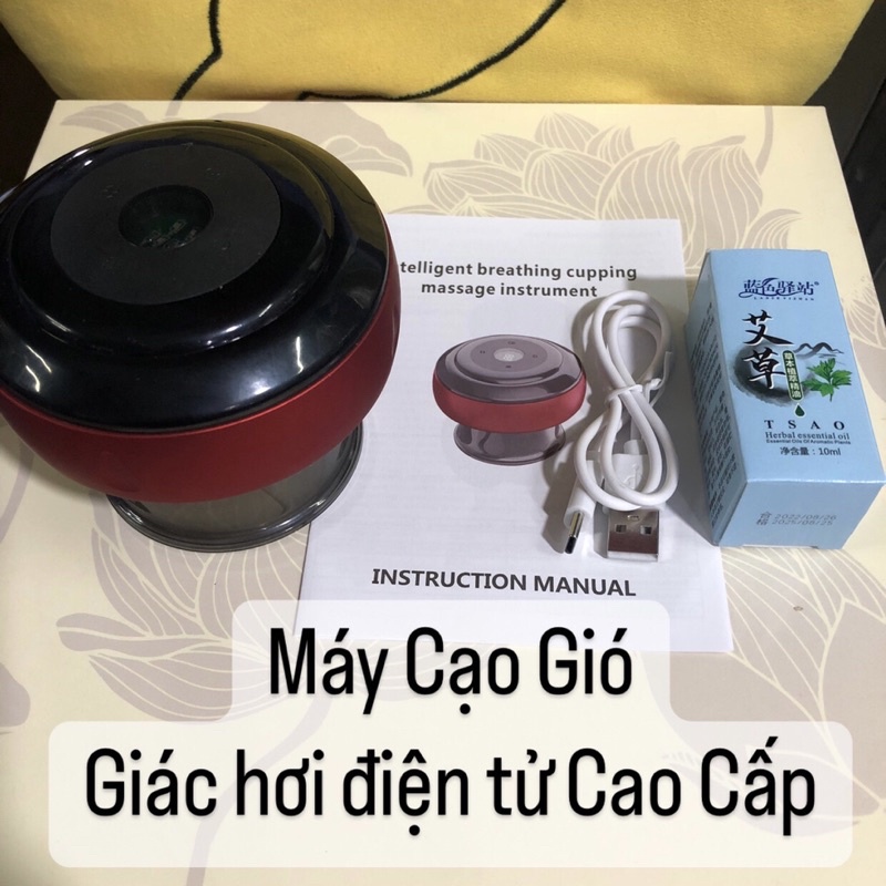 MÁY CẠO GIÓ GIÁC HƠI ĐIỆN TỬ TÍCH ĐIỆN CAO CẤP( tặng kèm lọ tinh dầu )