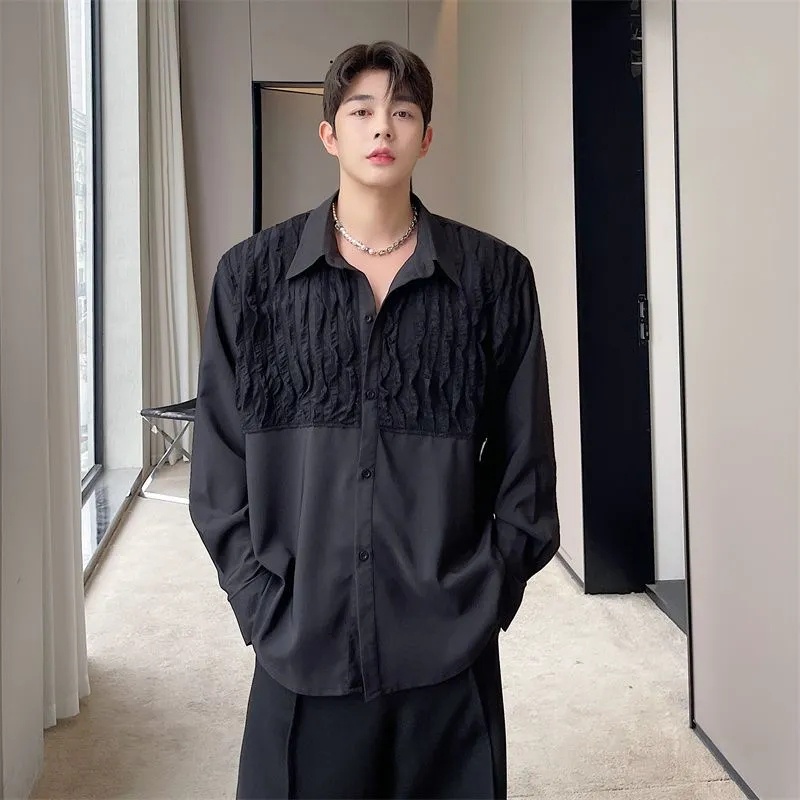 Áo Sơ Mi Tay Dài Có Khóa Kéo Màu Đen Size S-4Xl Thời Trang Mùa Thu Trẻ Trung Cho Nam