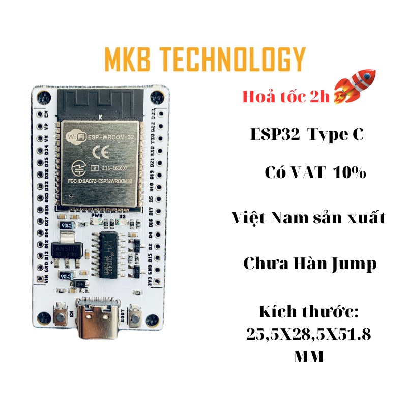 Kit thu phát wifi Hàng Việt Nam Esp32 chip CH340C Type-c
