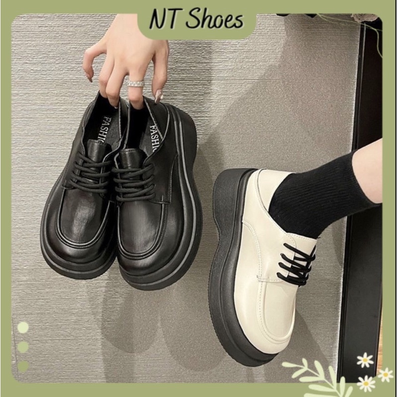 Giày LOLITA nữ da đế cao dây thắt phong cách Hàn Quốc năng động - NT Shoes G59