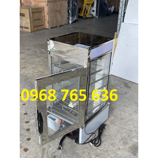 Tủ hấp bánh bao 5 tầng, tủ trưng bày bánh bao kính chịu nhiệt 2 lớp INOX CAO CẤP chạy điện gia đình