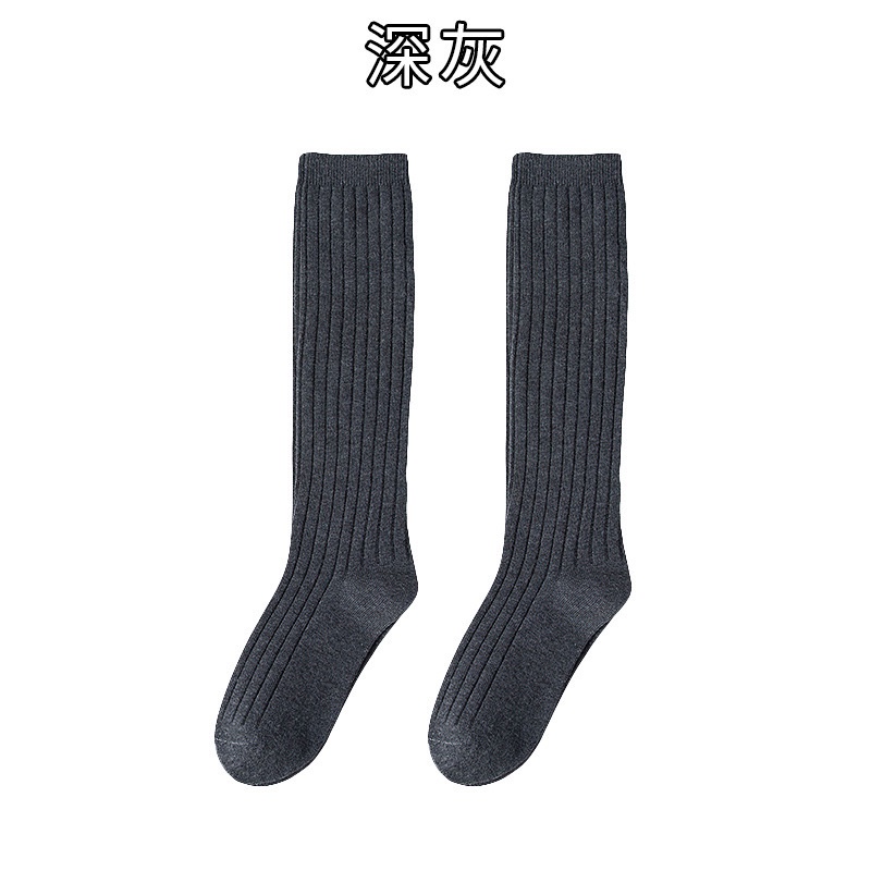 Tất cotton FHYL cổ cao họa tiết kẻ sọc màu trơn thời trang xuân hè xinh xắn cho nữ