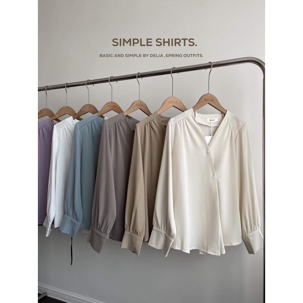 2082 ÁO SƠ MI CỔ V CÚC CHÉO