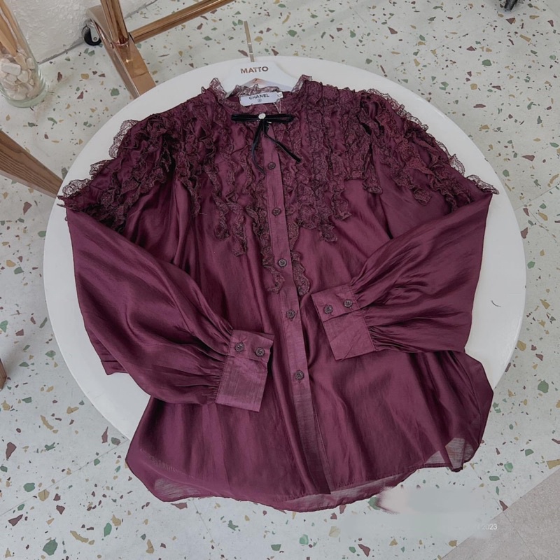 ÁO SƠ MI CỔ BÈO REN 3076