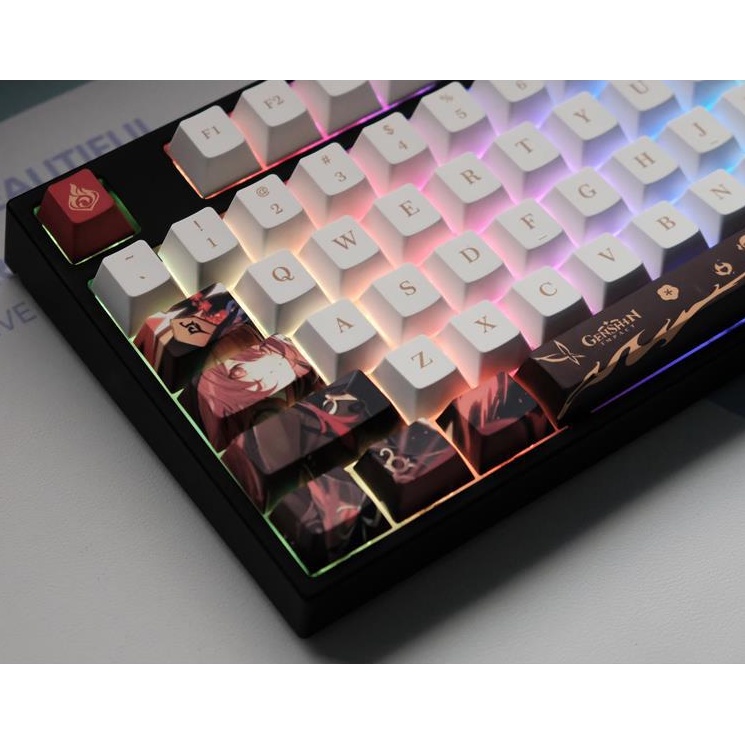 Keycap Hình Anime Trắng Đen Ứng Với 87/108/98 Bàn Phím Cơ