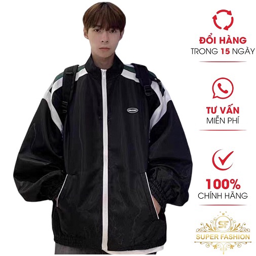 Áo Khoác Gió Nam Dây Khóa Kéo Vải Dù 2 Lớp Phối Tay Trẻ Trung Thời Trang SUPER FASHION