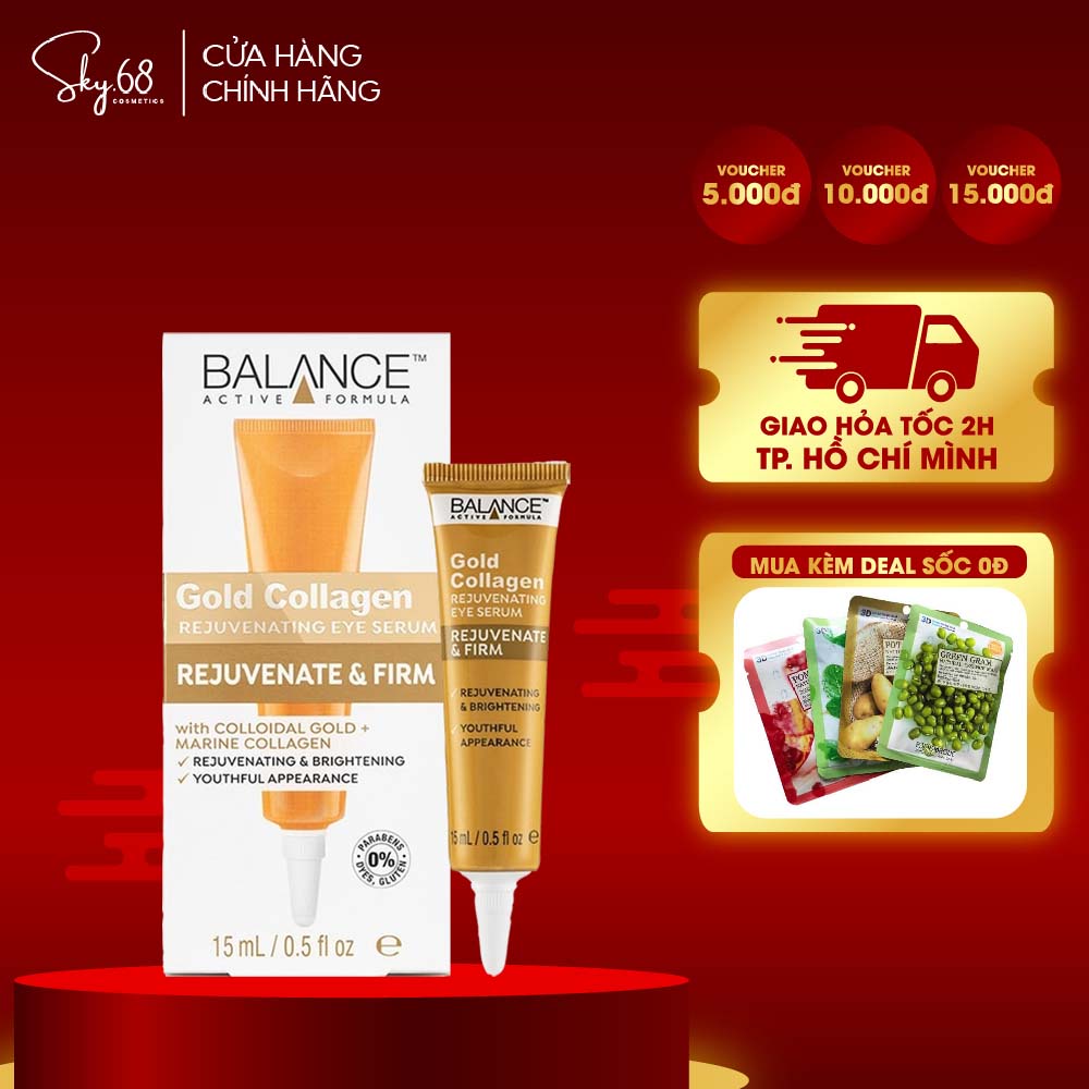 Tinh chất dưỡng mắt, giảm nếp nhăn balance active formula gold collagen serum 15ml - Vàng nhũ