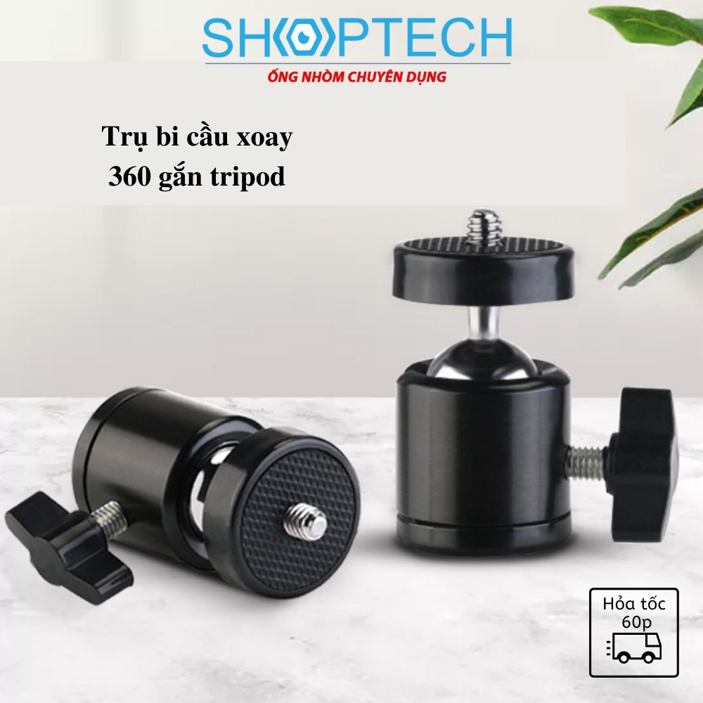 Bi cầu mini xoay 360 độ gắn tripod đầu nhỏ, 1/4 lỗ, đầu bóng kim loại đa năng bi đầu Q29