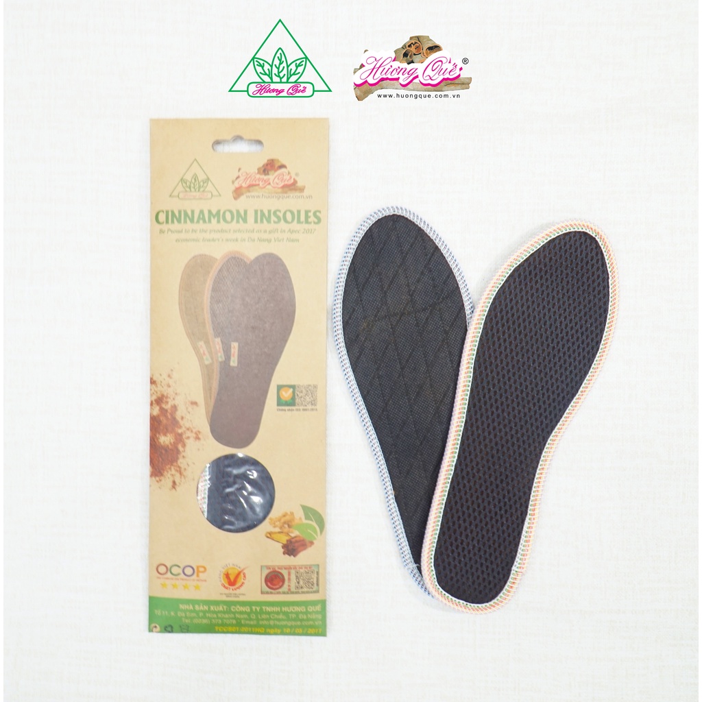 Lót giày lưới 2 lớp Hương Quế CI-06 làm từ vải lưới 2 lớp, vải cotton, bột quế giúp êm chân, ấm chân, phòng cảm cúm