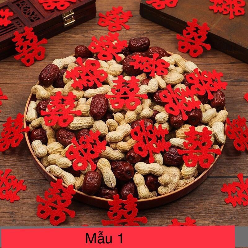 Chữ hỷ mini trang tri mâm ngũ quả đám cưới