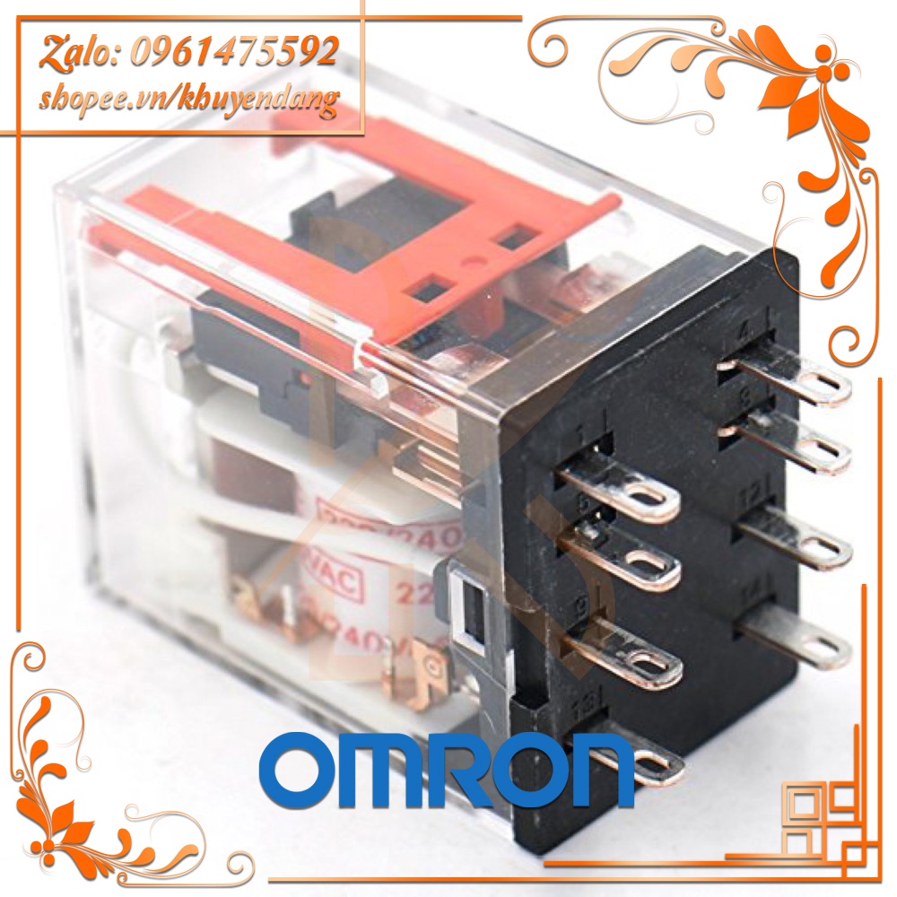 Rơ Le Trung Gian 8 Chân Dẹt Nhỏ OMRON MY2N 12V/24V/110V/240V  + Đế PYF08A