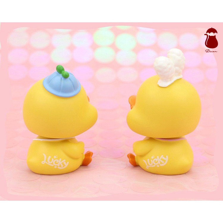 Set mô hình 4 vịt con Ô DECOR, tượng vịt con decor mini để bàn màu vàng full biểu cảm đáng yêu dễ thương cute