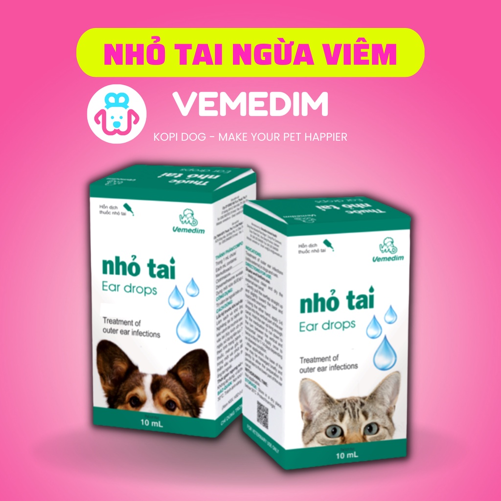 Dung dịch nhỏ tai viêm tai cho chó mèo Vemedim chính hãng