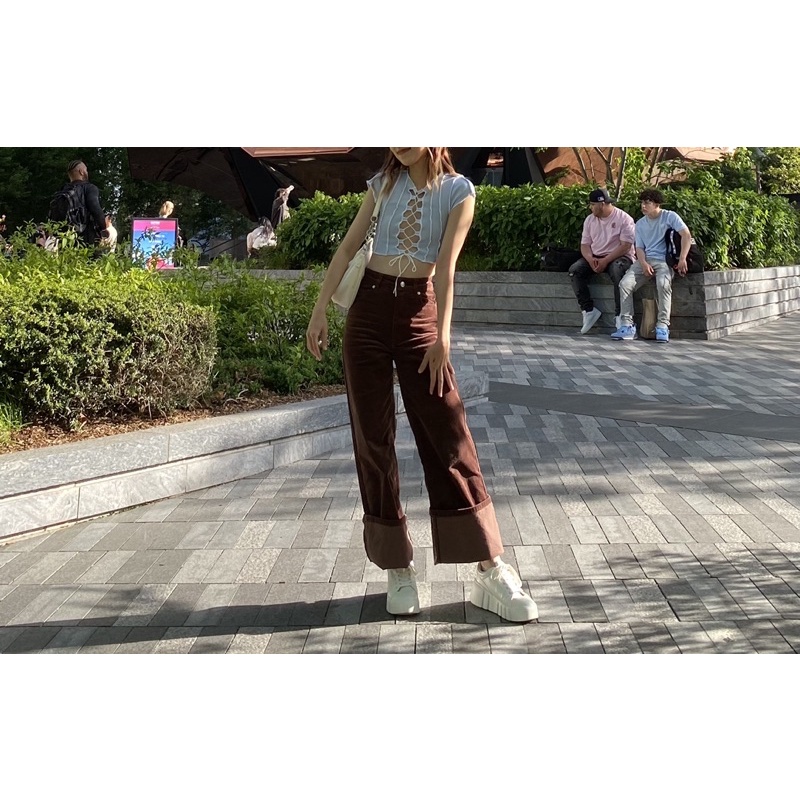 Quần nâu ống đứng H&M eo 58-62