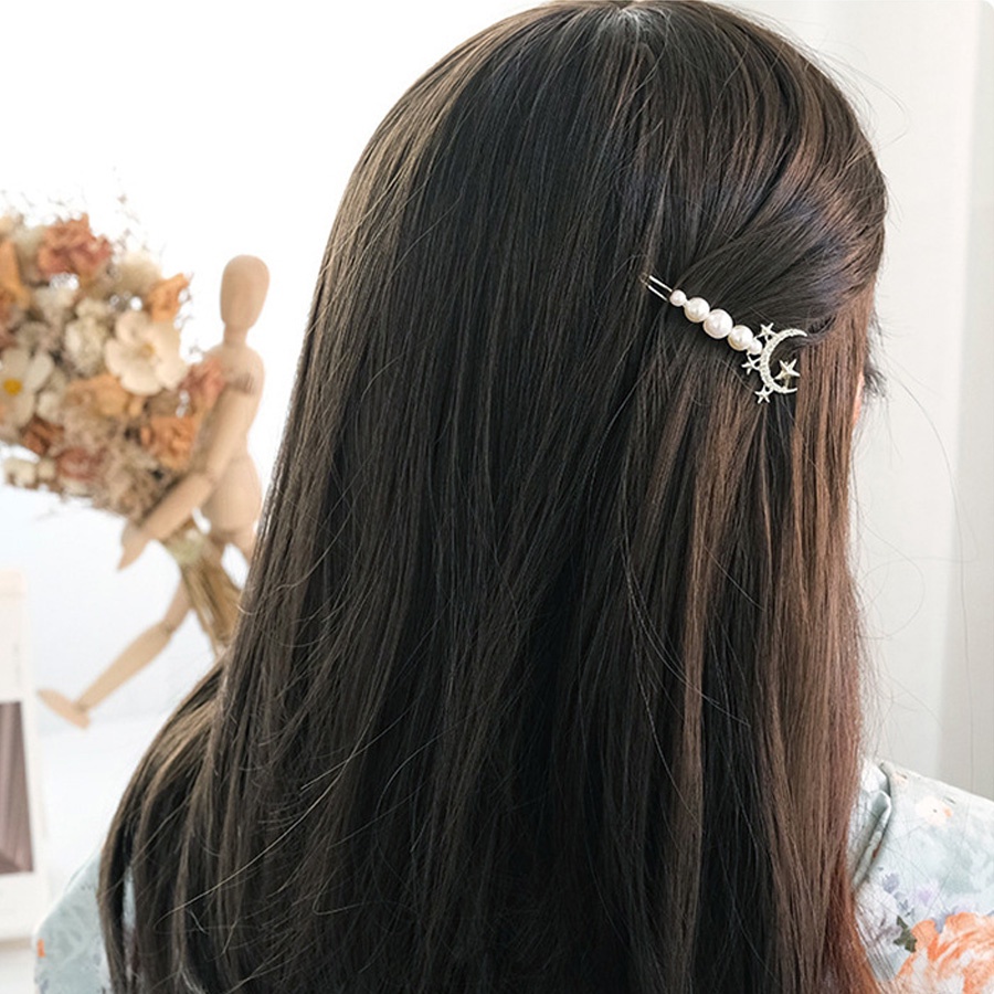 Kẹp Tóc Hình Hành Tinh / Mặt Trăng Đính Pha Lê Lấp Lánh Thời Trang Cho Nữ