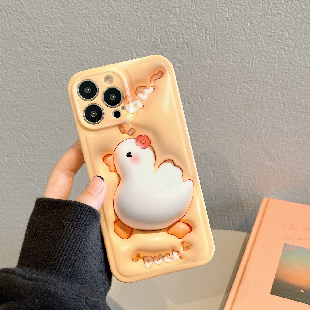 Ốp Điện Thoại IMD Chống Sốc Họa Tiết Chú Vịt Hoạt Hình Cho iPhone 14 / 13 / 12 / 11