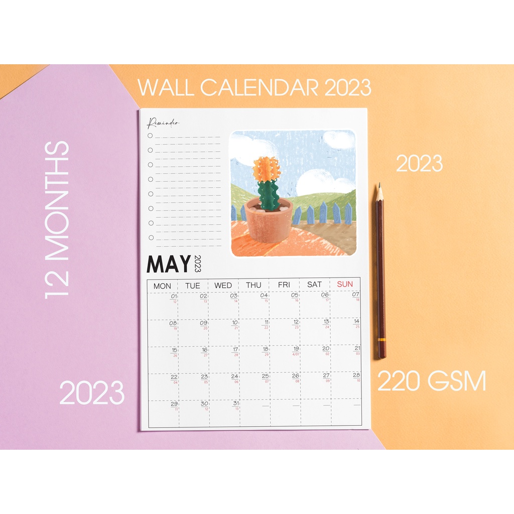 Lịch Tường - Xương Rồng - 12 tháng - Giấy 220gsm - Tặng Sticker Dán - CÁC THÁNG ĐÃ QUA ĐƯỢC CẬP NHẬT NĂM 2024