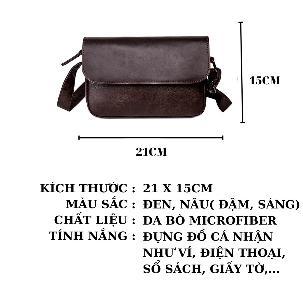 Túi Đeo Chéo Nam Da Bò Cao Câp BASIC, Trẻ Trung, Hiện Đại