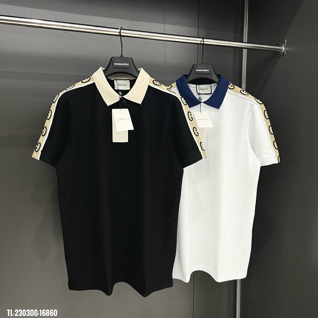 🔥Hot🔥Áo polo Gucci họa tiết vai thiết kế hot trend Nam nữ New 2023