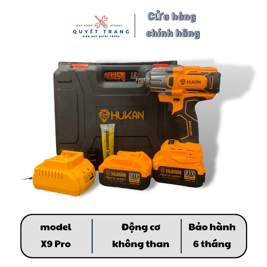 Máy Siết Bulong HUKAN x9 Pro Lực Siết 650N.M Không Chổi Than Búa To Bảo Hành 6 Tháng