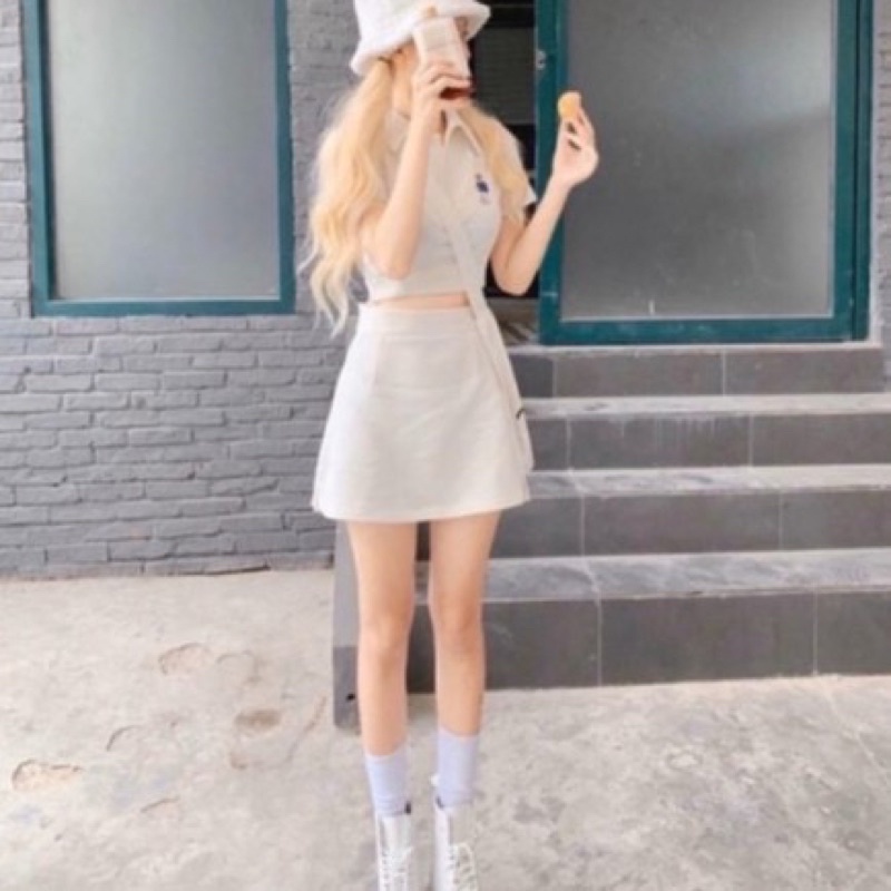 SP Set Áo Polo có cổ kèm chân váy