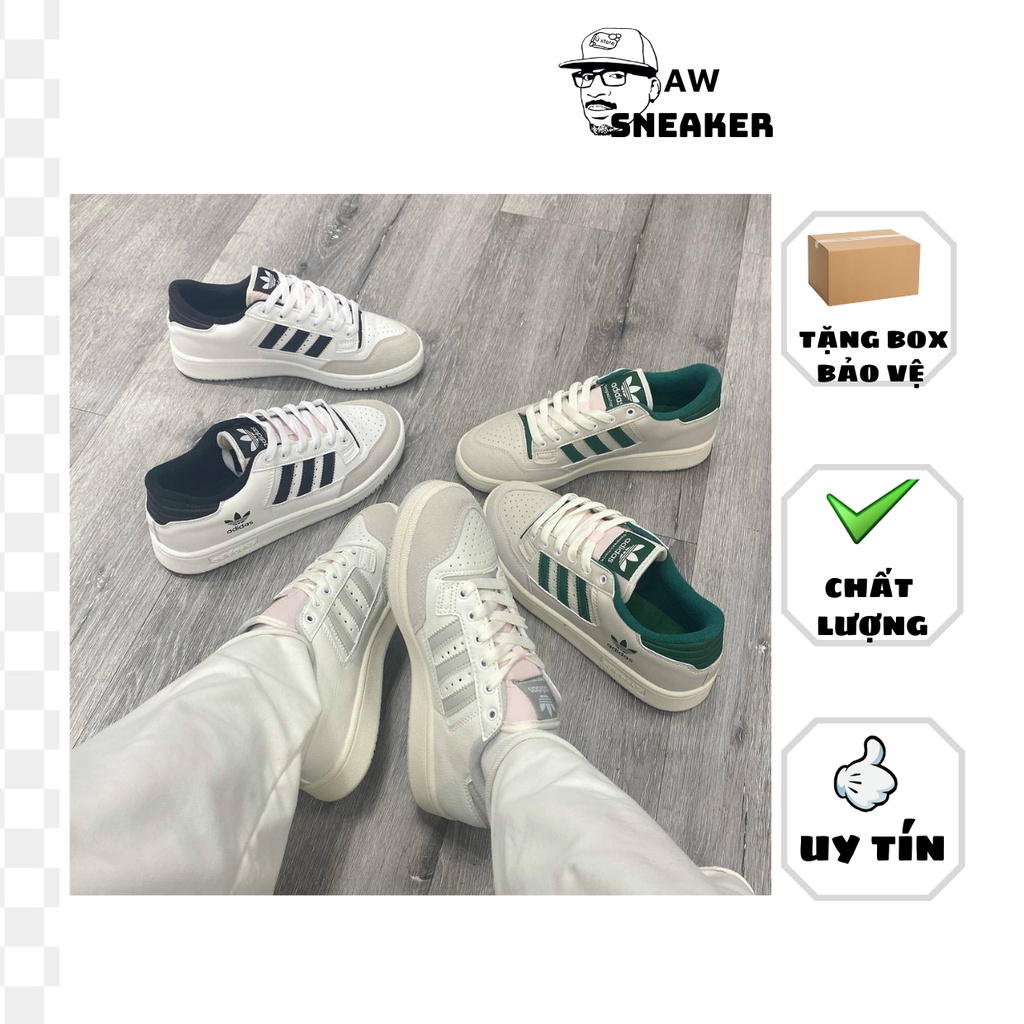 Giày thể thao nam nữ adidas Forum low 85 ,Giày Sneaeker Das forum sọc đen trắng- xanh lá-xám Cao Cấp Dành Cho Nam Nữ
