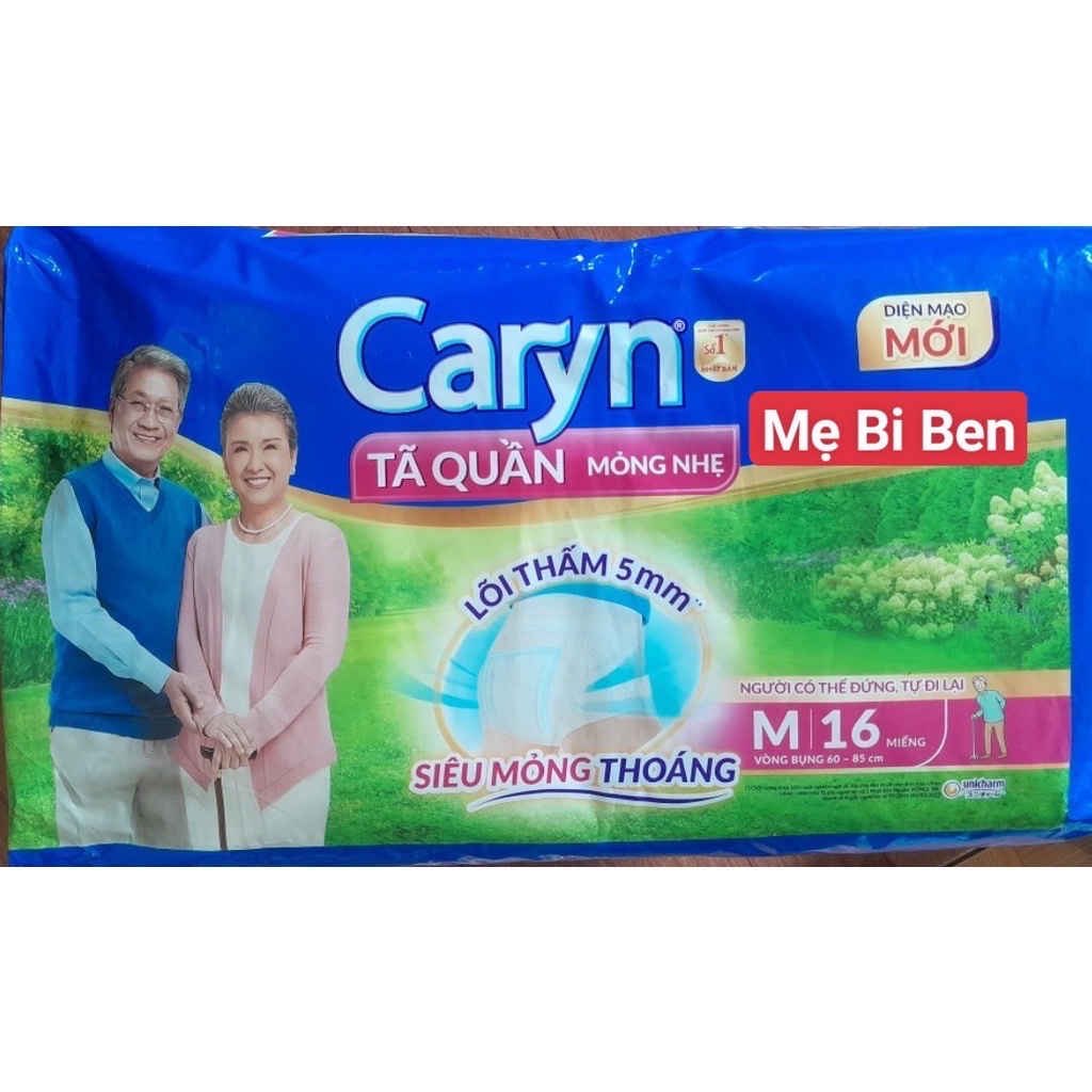 Tã Bỉm Quần Người Lớn Caryn - Mỏng Nhẹ Chống Tràn ( mẫu mới ) M16 - L14 - XL12