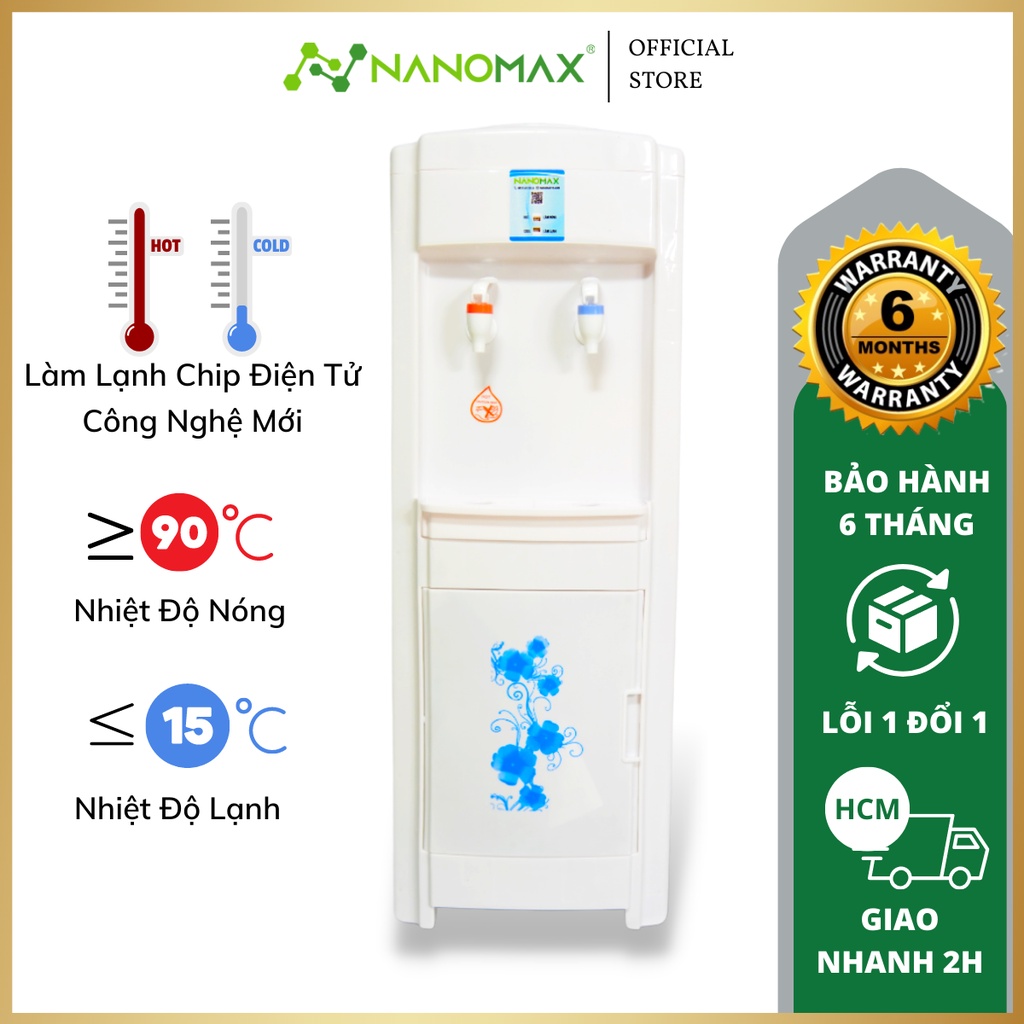 Cây Nước Nóng Lạnh Nanomax KF800 Làm Lạnh Bằng Chip Điện Tử, Có Tủ Đựng Đồ, Tự Động Ngắt Điện Khi Không Có Nước