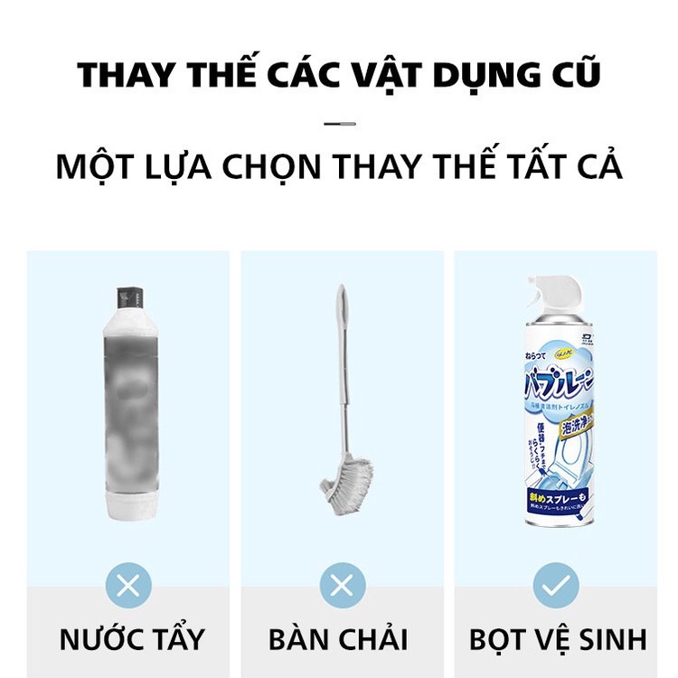 Chai Xịt Bọt Vệ Sinh Bồn Cầu Toilet Tẩy Rửa Mọi Vết Bẩn Hương Chanh Thơm