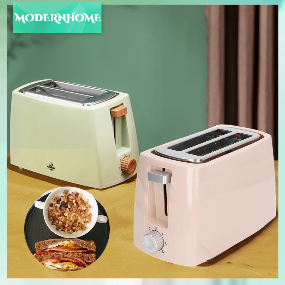 ModernHome Máy Nướng Bánh Mì 2 Lát Làm Nóng Nhanh Tự Động Dừng Đẩy Hồng Có Khay Thể Tháo Rời Cho Gia Đình Cafe Phích Cắm Châu Âu 220