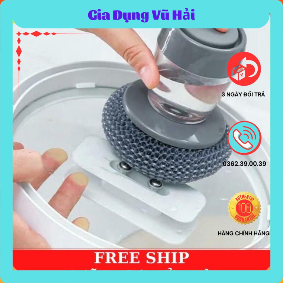 Cọ xoong nồi có tay cầm kèm bình chưa dầu rửa siêu tiện lợi, cọ bát đĩa đa năng