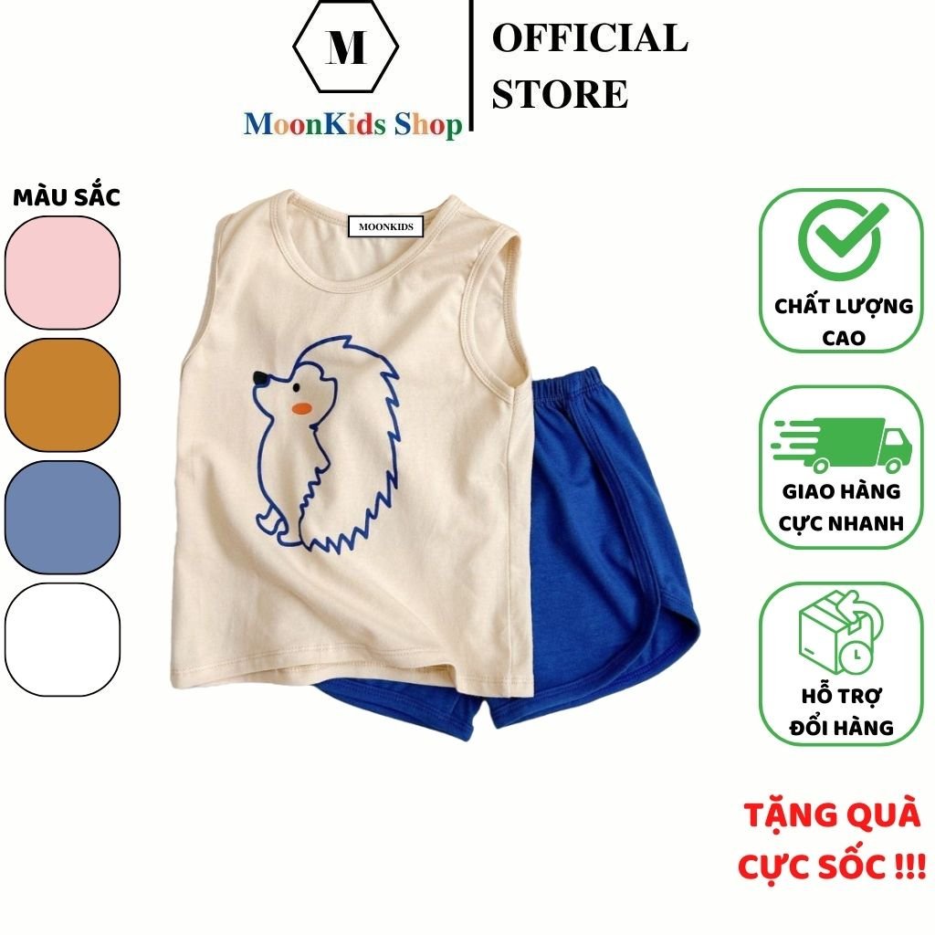 Bộ Quần Áo Ba Lỗ MOONKIDS SHOP 6-19kg chất Thun Lạnh co giãn 4 chiều thấm hút mồ hôi cho cả bé trai bé gái
