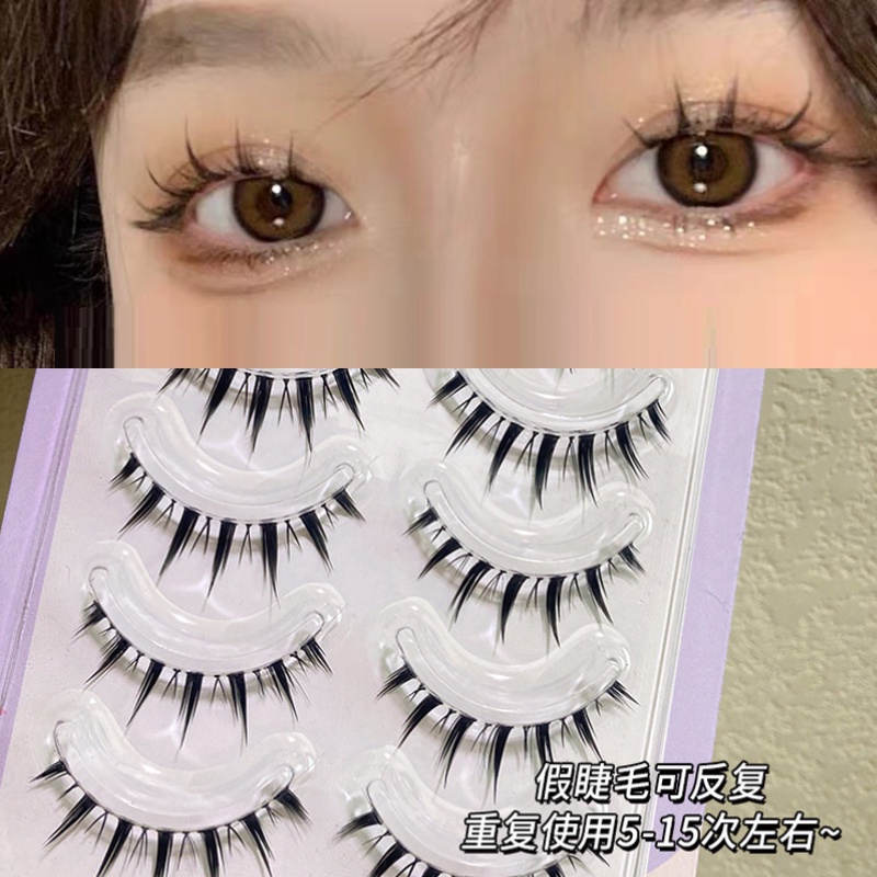 🎐Joliann🎐Bộ 5 Cặp Lông Mi Giả Cong Dày Trong Suốt Tự Nhiên Phong Cách Nhật Bản