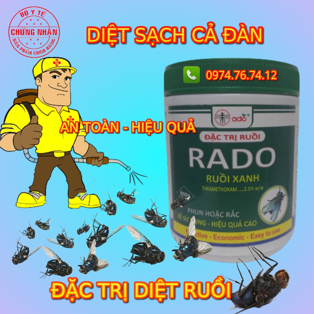 (Chính hãng) Thuốc đặc trị Diệt Ruồi RADO lon 500gr - hiệu quả dài lâu