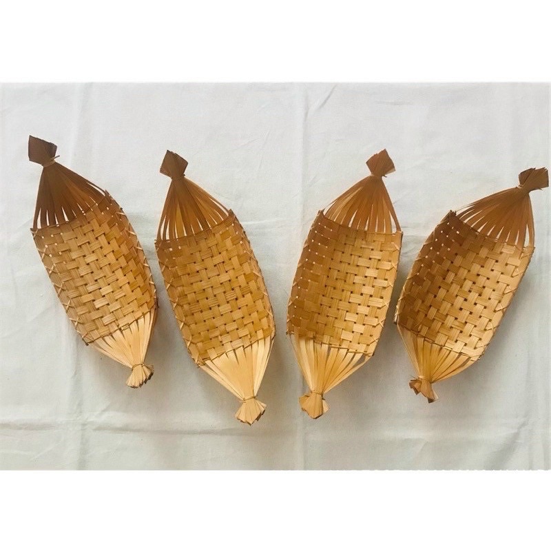 Thuyền tre decor đồ ăn, trang trí đựng oản  shop mây tre đan Anh Thư