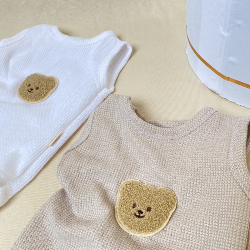 Body 3 lỗ gấu thêu cho bé trai , bé gái chất cotton wafter Hàn mát mịn