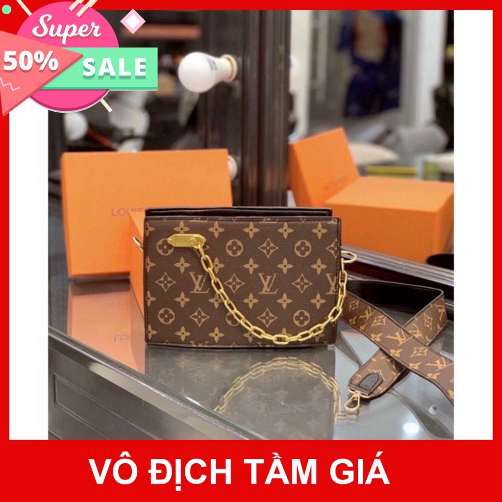 Túi hộp Lv đeo chéo thời trang, túi xách đẹp 2023 dây xích vàng