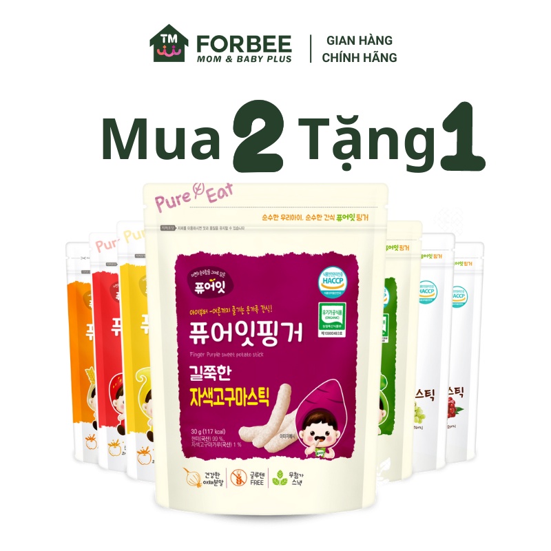 Combo 3 Gói Bánh gạo que PURE EAT rau hữu cơ Naebro - Bánh ăn dặm hữu cơ cho trẻ từ 6 tháng tuổi - FORBEE