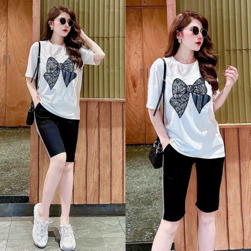sét bộ thun lửng thêu nơ